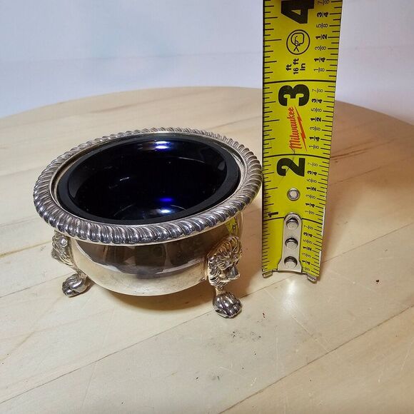 Vintage Ellis Barker Silver Plate Small Bowl With Cobalt Blue Glass Insert Liner - Picture 12 of 12